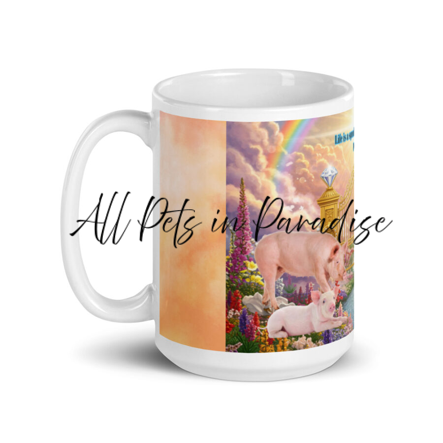Pigs in Paradise "  Life is a squeal when your in piggy paradise" White glossy mug - Image 3