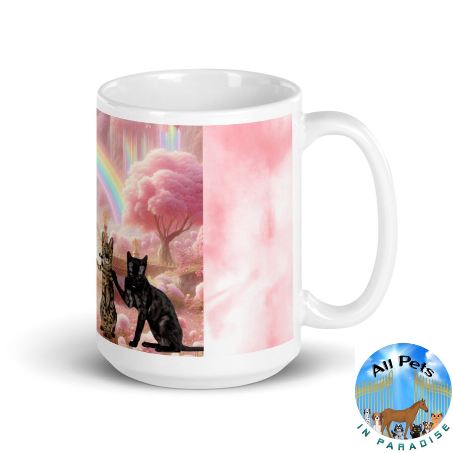 Savannah Cats in Heaven white glossy mug - Image 2