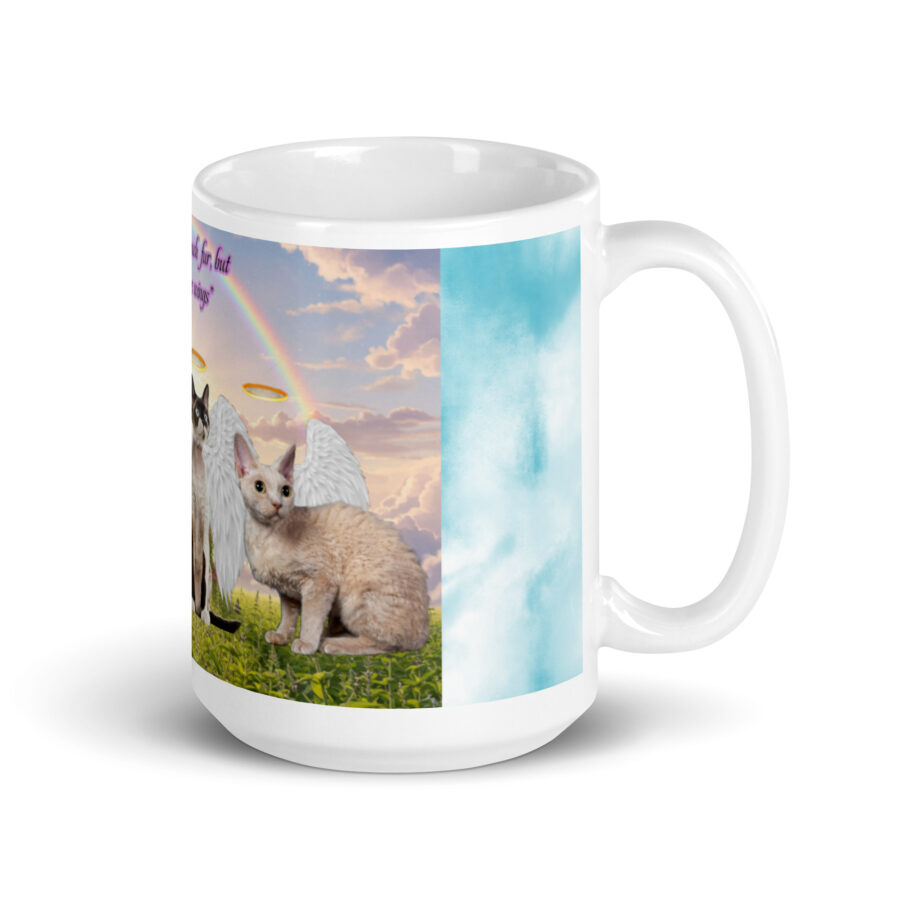Devon Rex Cats in Heaven" Never had much hair but now I have wings" 15.ozWhite glossy mug - Image 5