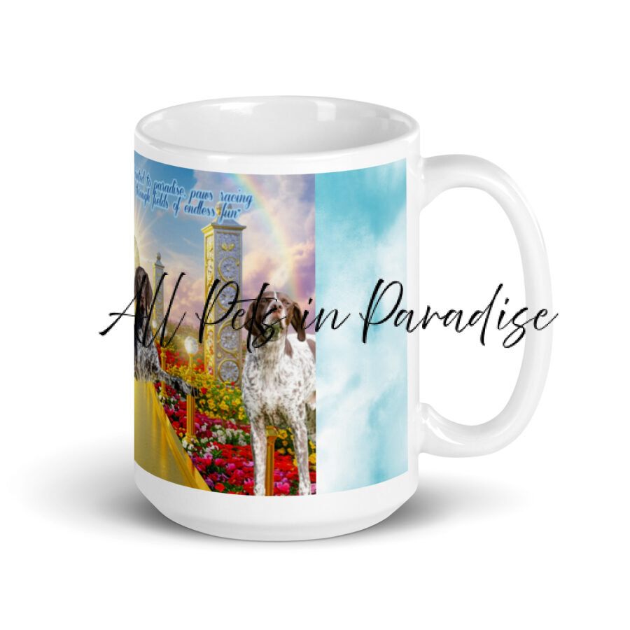 Pointer Dog Breeds In Heaven " Pointed to Paradise, paws racing through fields of endless fun" 15.oz   White glossy mug - Image 2