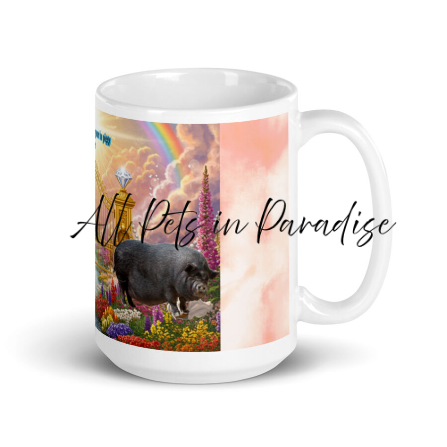Pigs in Paradise "  Life is a squeal when your in piggy paradise" White glossy mug - Image 2
