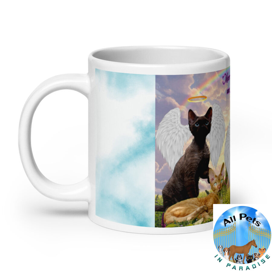 Devon Rex Cats in Heaven" Never had much hair but now I have wings" 15.ozWhite glossy mug - Image 8