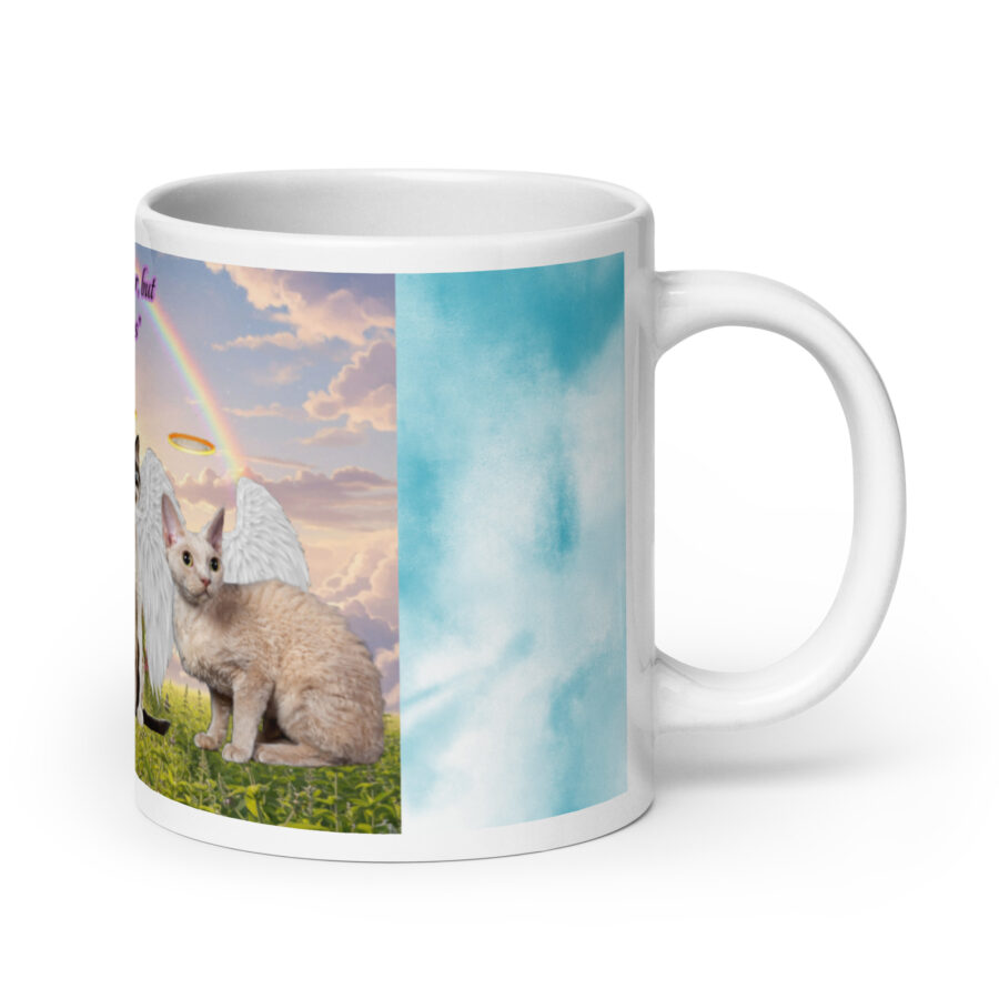 Devon Rex Cats in Heaven" Never had much hair but now I have wings" 15.ozWhite glossy mug - Image 7