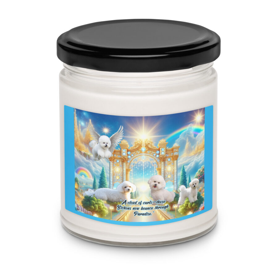 Bichons Dogs " A cloud of curls-these Bichons now bounce through paradise". 9.oz Scented soy candle