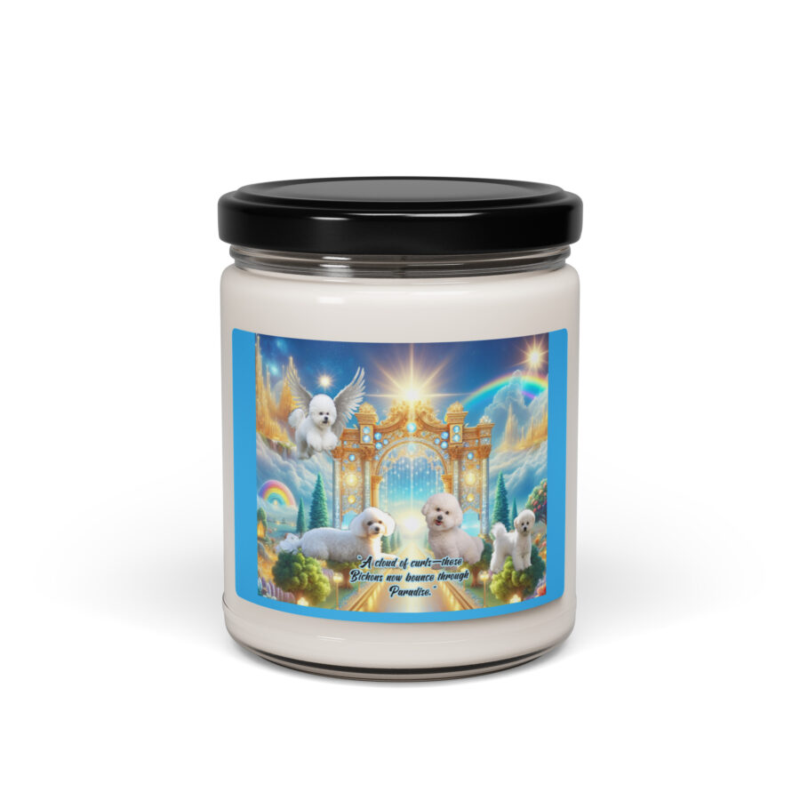 Bichons Dogs " A cloud of curls-these Bichons now bounce through paradise". 9.oz Scented soy candle - Image 2