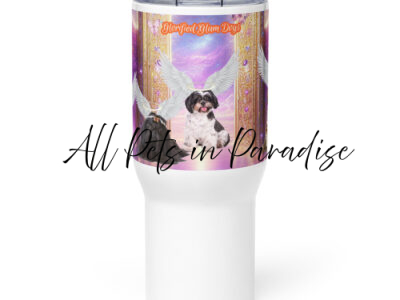 Shih Tzu Dogs in Heaven " Glorified Glam Dogs" Travel mug with a handle