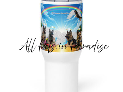 German Shepherd working Dogs " We Earned Halos" 25.oz  Travel mug with a handle