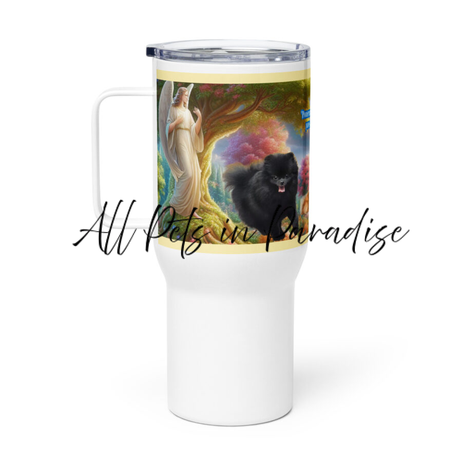 Pomeranian Paradise-  Tiny Paws but big hearts" Travel mug with a handle - Image 2