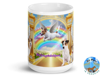 Jack Russell Dogs in Heaven " Hey Jack you're back forever" 15.oz White glossy mug