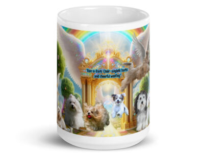 Havanese  Dogs in heaven "  Hav-a Bark Choir - angelic barks and cheerful woofing" White glossy mug