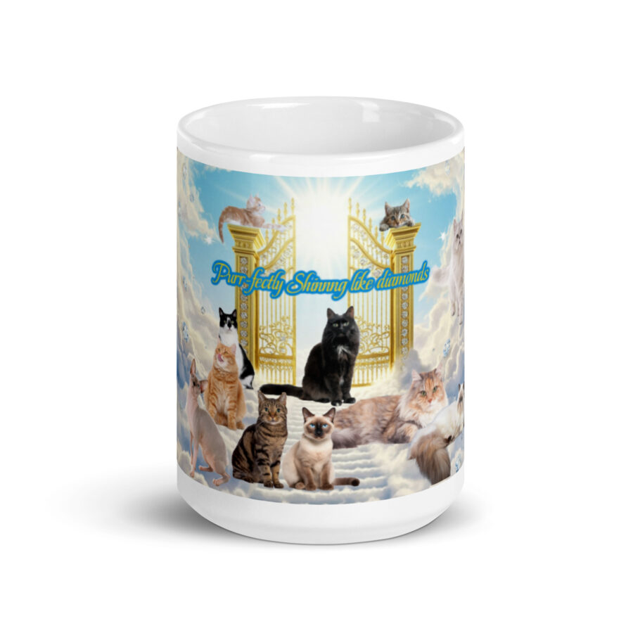 Diamonds in sky " Purr-fectly  shinning like Diamonds" White glossy mug