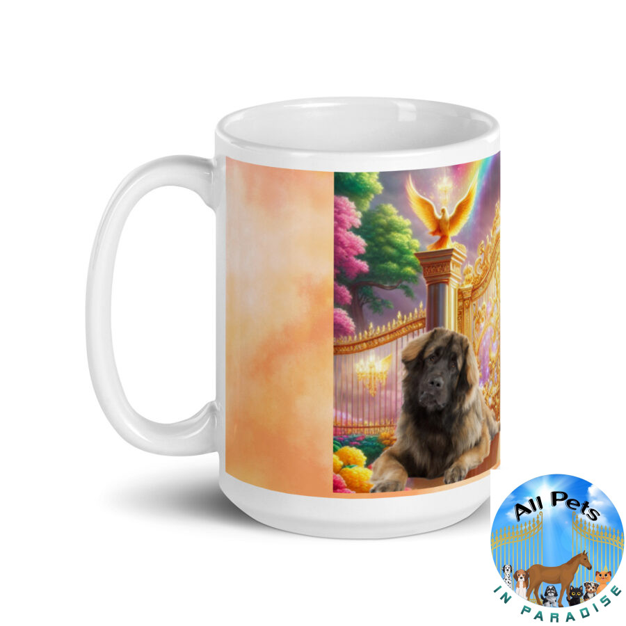 Leonberger Dogs in Heaven" White glossy mug - Image 3