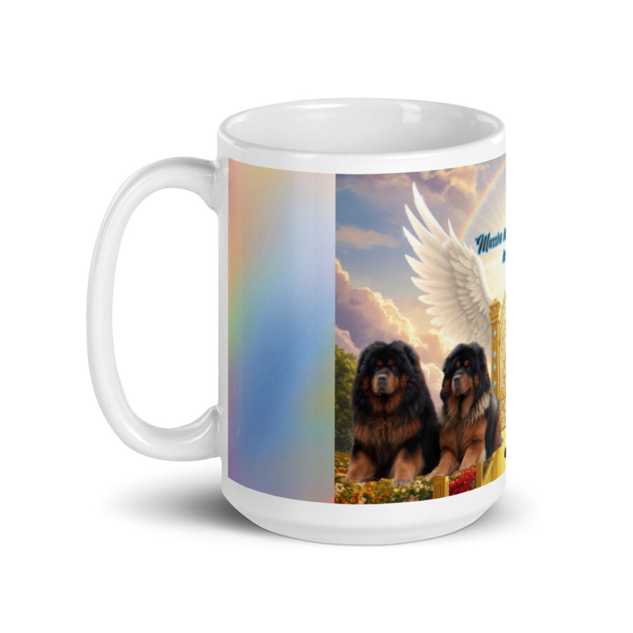 Tibetan Mastiff Dogs in Heaven " Massive in size unmatched  in loyalty" White glossy mug - Image 3