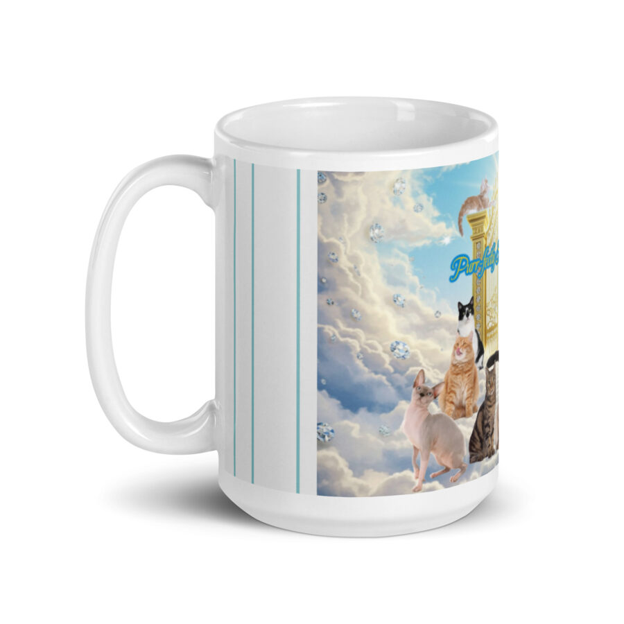 Diamonds in sky " Purr-fectly  shinning like Diamonds" White glossy mug - Image 3
