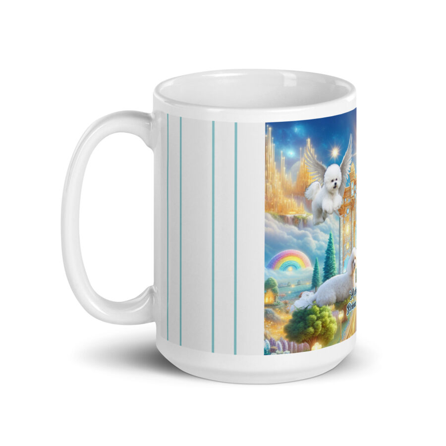 Bichon Frise Dogs " A cloud of curls- these Bichons now pounce through paradise" 15.0z White glossy mug - Image 3