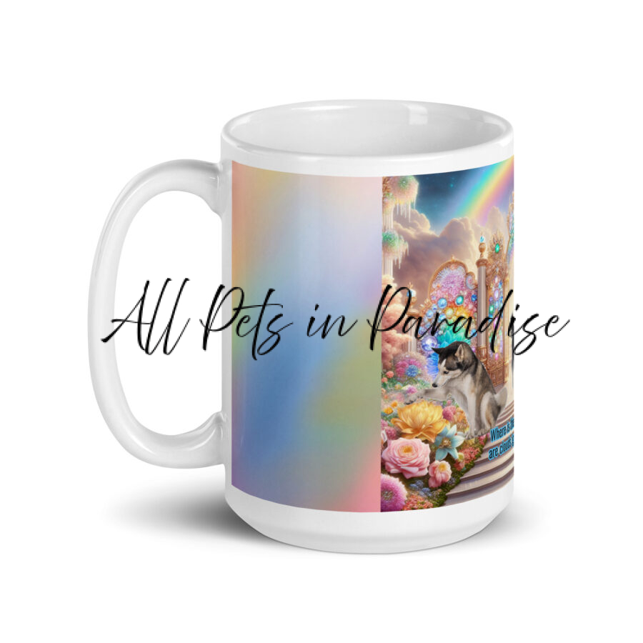 Husky Dogs " Where is the snow? And why are the clouds  ignoring my howls" 15.oz White glossy mug - Image 3