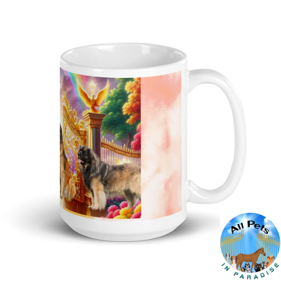 Leonberger Dogs in Heaven" White glossy mug - Image 2